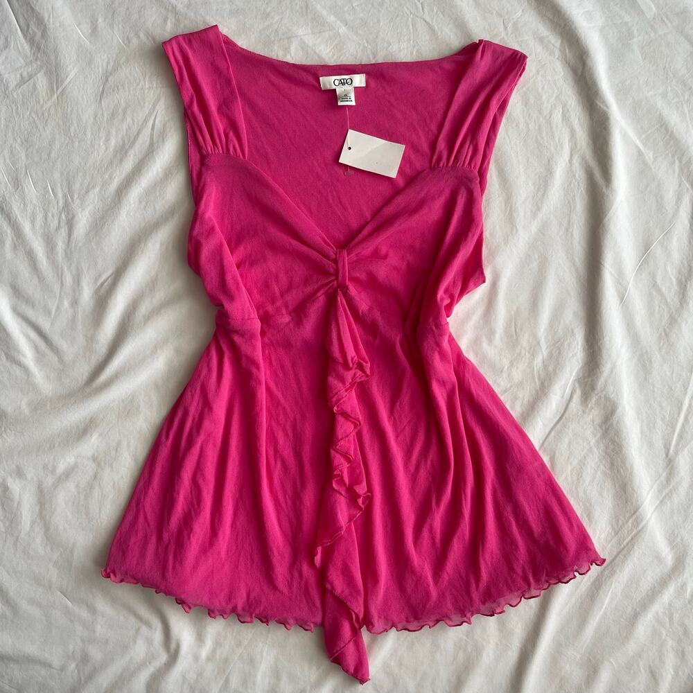 Y2K Hot Pink Ruffle Babydoll Top - Size XL